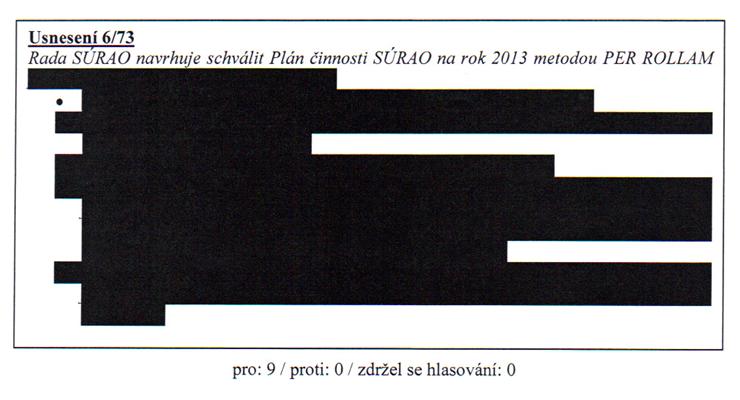 Deklarovaná transparentnost v praxi Rada SÚRAO je orgánem veřejné kontroly nad ní a je