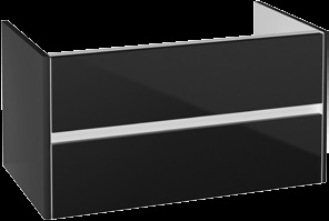 vpravo a uprostřed, pro spojení se skříňkou pod umyvadlo pro umyvadlo na desku 395,- 455,- 1 výsuvný díl, závěsný model, upevňovací sada je součástí dodávky Legato Závěsná skříňka B264 00 XX