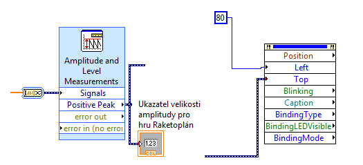 Hodnota Left je nastavená pevně na číslo 80, jelikož jsem potřeboval kompenzovat pozici obou obrázků jak statického pozadí, tak i pohyblivé rakety, aby raketa byla umístěna přímo pod Měsícem a mohla