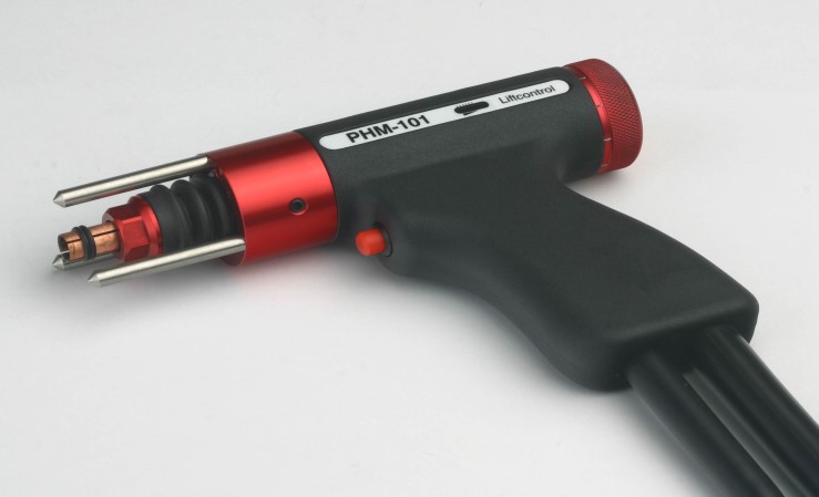 (Když nesvítí po zmáčknutí tlačítka je zřejmě poškozená řídící kabelace nebo mikrospína č LED- Magnet LED svítí po připojení svařovací pistole s elektromagnetem pro zajištění zdvihu.