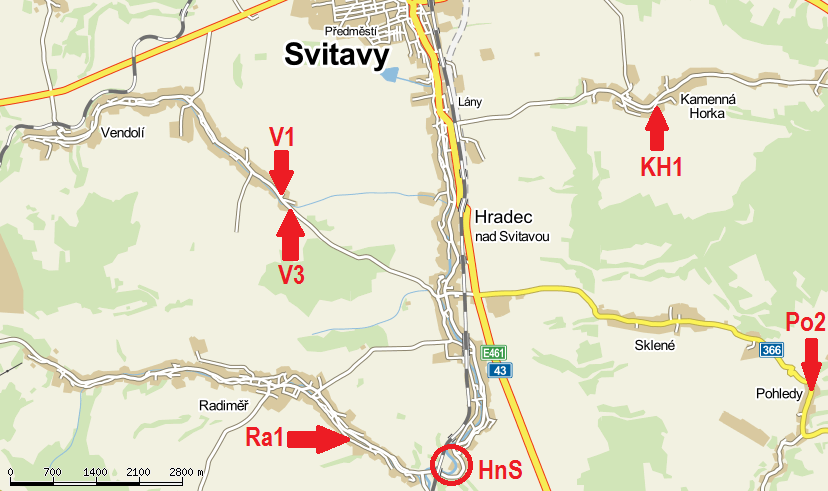 Příloha 3: Mapa lokalit v Bělé, Brněnci, Březové, Lavičném, Rohozné a Vítějevsi Zdroj: www.mapy.