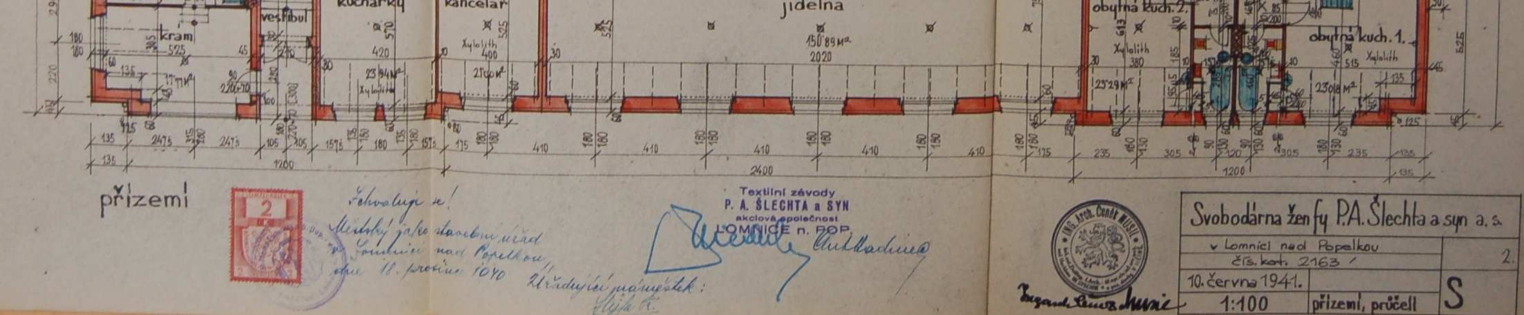 Šlechtova svobodárna plánová dokumentace Situace navržené novostavby ženských svobodáren. Projekt ke stavebnímu povolení od arch. Musila z listopadu 1940.