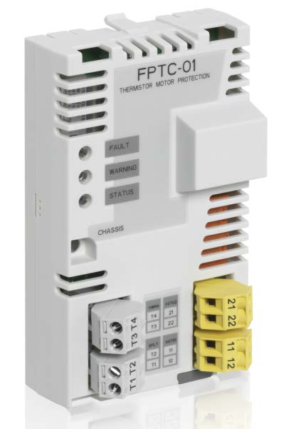 ABB průmyslové měniče frekvence ACS880 nové certifikované moduly pro připojení PTC FPTC-01 TÜV certifikace FPTC-01 modul implementuje Safe motor temperature