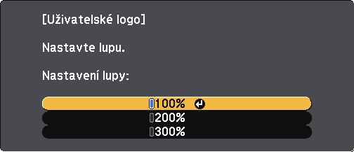 Uložení obrázku uživtelského log 72 f g Pomocí tlčítek se šipkmi ohrničte část obrázku, kterou chcete použít jko uživtelské logo, stiskněte tlčítko [Enter].