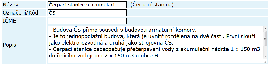 Deskripce systému, vodojem A [7]