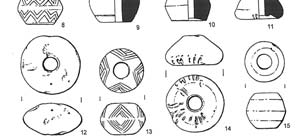 Evidence of textile production in Mikulčice ice Spindle whorls (over 2,000