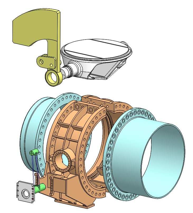 Výpočtový model Geometrický model sestavy uzávěru byl poskytnut firmou ČKD Holding. Tento model byl vytvořen v prostředí programu SolidWorks 2014.