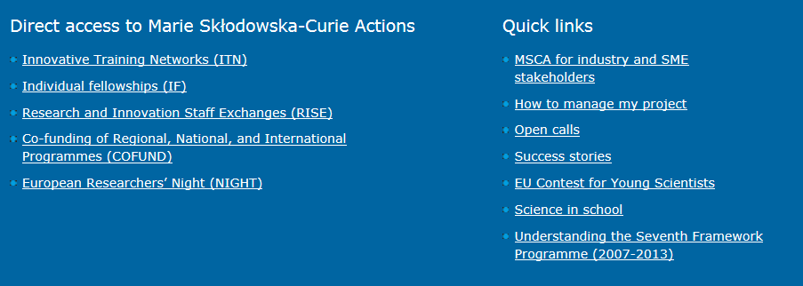 Akce Marie Skłodowska-Curie I (MSCA) Program pro podporu mobility, profesního