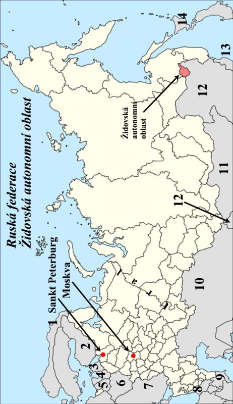 Mapa Ruská federace / Židovská autonomní oblast 3 upravená mapa 6