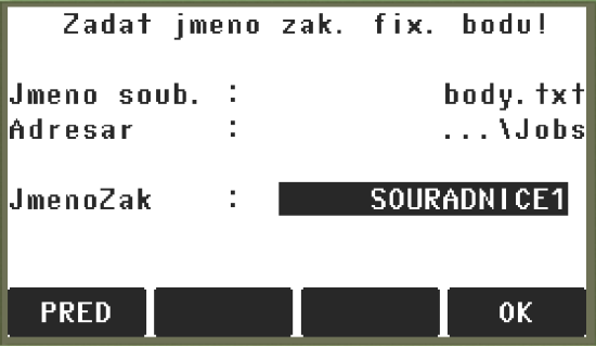 Přístrojový firmware verze 2.0 nebo vyšší, umožňuje přímý import souboru ve tvaru ASCII. Jedná se většinou o souřadnice v textovém tvaru, např. s příponou *.
