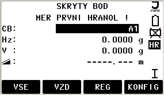 Tlačítkem F4 (KONFIG) se kromě typu hranolů a režimu dálkoměru nastavují také vzdálenosti 2 a 3 (dle obr.