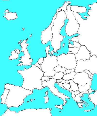 7 SLOVANÉ Na slepé mapě Evropy barvou a čísly vyznač státy záp., vých. a již.
