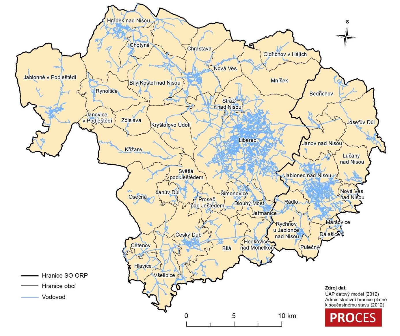Příloha B 4: Mapa vodovodní sítě na území