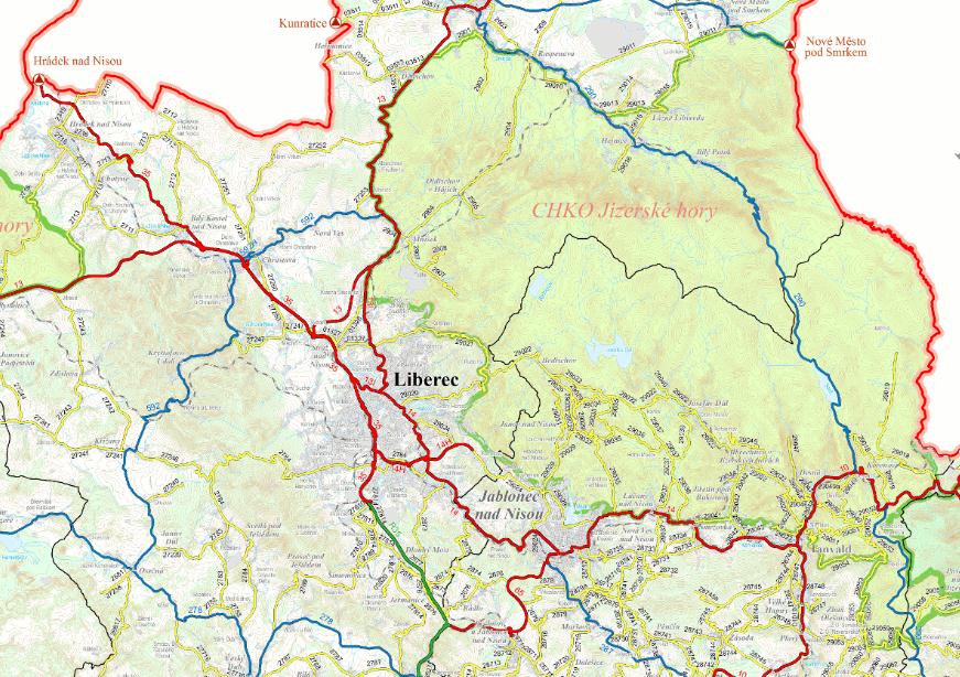 4. Infrastruktura 4.1 Dopravní infrastruktura Silniční doprava Územím SO ORP Liberec a Jablonec nad Nisou prochází síť silnic skládající se z komunikací I. až III. třídy.