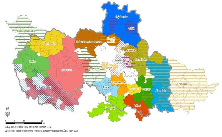 Obrázek 6.4.2: Místní akční skupiny na území Libereckého kraje Zdroj: Liberecký kraj Odbor regionálního rozvoje, http://regionalni-rozvoj.kraj-lbc.cz/ Ve vymezeném území působí také řada mikroregionů.