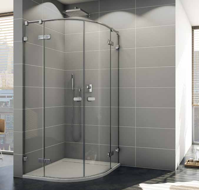 ME4 - čtvrtkruh s dvoukřídlými dveřmi MEE2 - rohový vstup dvoudílný s křídlovými dveřmi MELIA ME4W ME4A MEE2W MEE2A 8 mm bezpečnostní sklo s antiplakovou úpravou Aquaperle Chromované panty