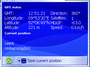 Ovládání nabídky navigace Dotkněte se tlačítka GPS info (Informace GPS). Zobrazí se nabídka GPS Status (Stav GPS). GMT Greenwich Mean Time: Západoevropský čas bez letního času.