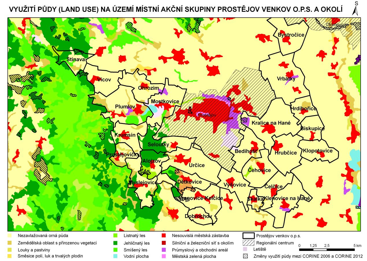 Obrázek 7: Využití půdy na území MAS v roce 2012. Zdroj: Národní geoportál INSPIRE, vlastní zpracování.