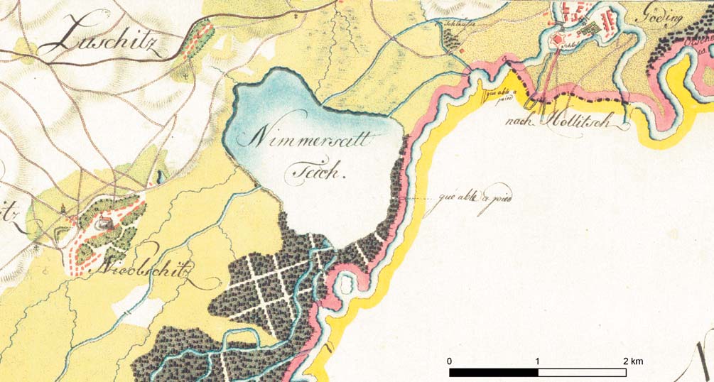 Tab. 2 Počet a výměra vodních ploch v povodí Kyjovky Rok Počet vodních ploch Počet vodních ploch nad 1 ha Celková výměra v ha 1763 55 46 1 256 1836 1841 41 18 508 1876 61 11 71 1953 1955 69 34 439