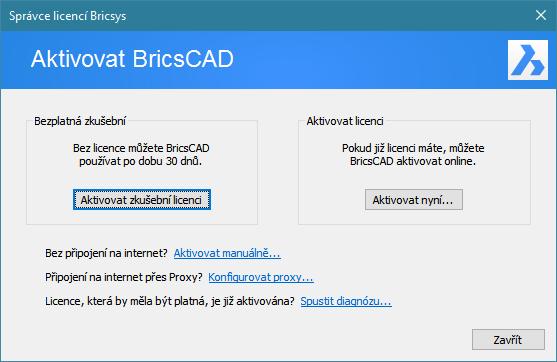 BricsCAD > Aktivace a licencování BricsCADu Aktivace a licencování BricsCADu Aktivační klíče BricsCAD a ostatní programy Bricsys používají systém licencování, založený na technologii Reprise Software.