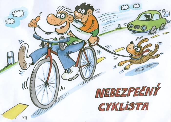 Nebezpečný a nezodpovedný cyklista vozí kamaráta na rúre, jazdí bez držania riadidiel,