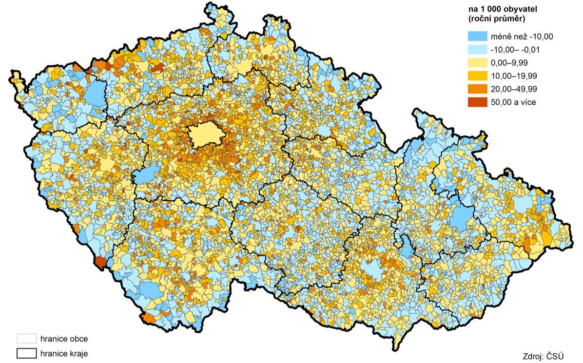 osoby Ktg 1.1 Přírůstek/úbytek počtu obyvatel stěhováním v obcích v letech 21 až 21 Změny v sídelní struktuře vlivem procesu suburbanizace.