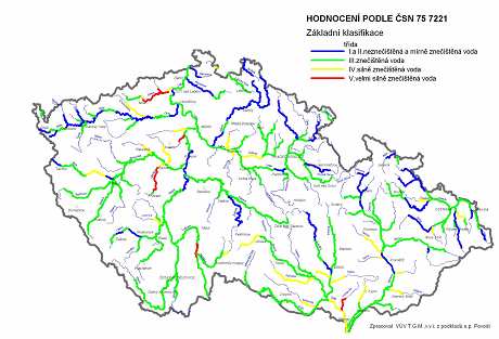 Obr. 1 Jakost vody v tocích ČR, 2008 2009 Zdroj: VÚV T.G.M., v.v.i. z podkladů s.p. Povodí Vývoj jakosti vodních toků je hodnocen na základě koncentrací osmi vybraných základních ukazatelů znečištění.