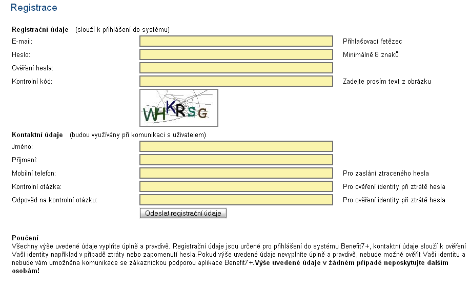 2. Registrace uživatelského účtu Registrace nového účtu se provede výběrem volby Registrace z menu na levé straně (viz.