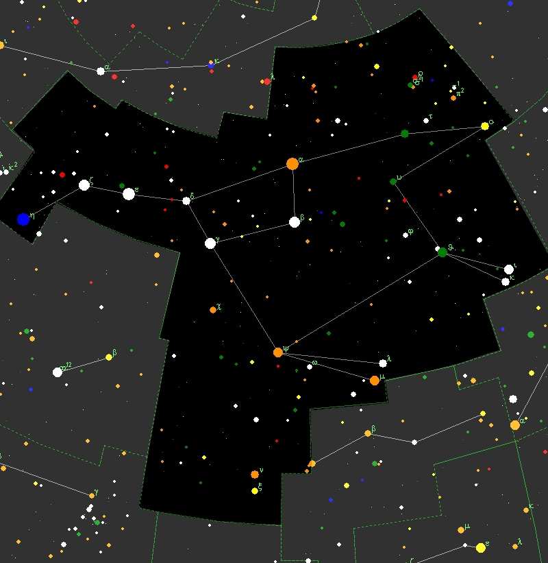 Mizar/Alcor je na mapě ζ a leží napravo od