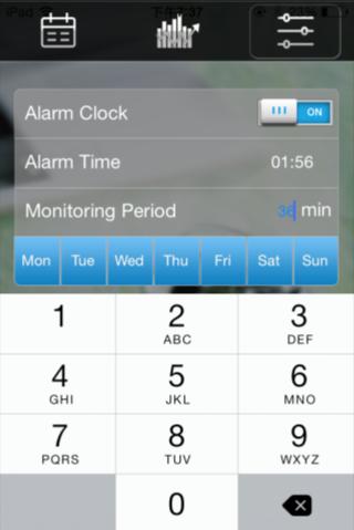3.3. Chytrý alarm/budík Klikněte na Smart Alarm pro vložení rozhraní nastavení alarmu. Po nastavení alarmu bude náramek vás tiše připomenout (vibruje) dĕlat nĕjaké cvičení.
