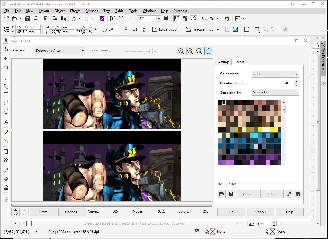 Součástí zadání je rastrový obrázek z hry podle dříve uvedené mangy, díky kterému testuji, jak daný vektorový editor dokáže převádět rastrovou na vektorovou grafiku.