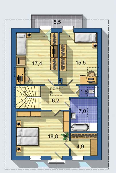 102 m 2 nízkoenergetický standard rodinného domu POSCHODÍ [celková plocha 769 m 2 ] s garáží 3 30 000 Kč 1 840 000 Kč 4 940 m 2 1168 m 2 6200 m 3 1447 m 2 841 m 2 710 m středně velký poschoďový dům