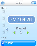 4.5.3 Přehrávání nastavené rozhlasové stanice 1 Z nabídky Rádio zvolte Presets (Přednastavené). 2 Stiskem 3 nebo 4 procházejte a volte přednastavené stanice.