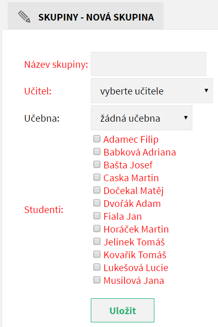 5.1.8 Skupiny Před ět lze rozdělit do ěkolika supi. T pi k se jed á o těles ou ý ho u, kde jsou žá i rozděle do skupin na dívky a chlapce, nebo na o cizí jazyky.