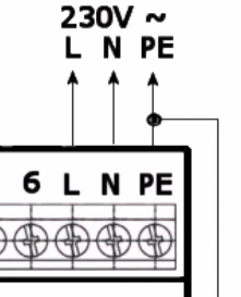 2. Popis svorkovnic 1 a 2 spínací kontakty výstup 1 3 a 4 spínací kontakty výstup 2 5 a 6 - nezapojeno L připojení k fázovému vodiči N připojení k nulovému vodiči PE Připojení k ochrannému vodiči Je
