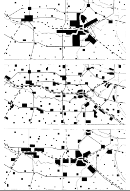 fragmentovaná suburbanizace -sprawl morfologie suburbanizace: dlouhodobá fixace rozmístění lidských aktivit sprawl -leap frog