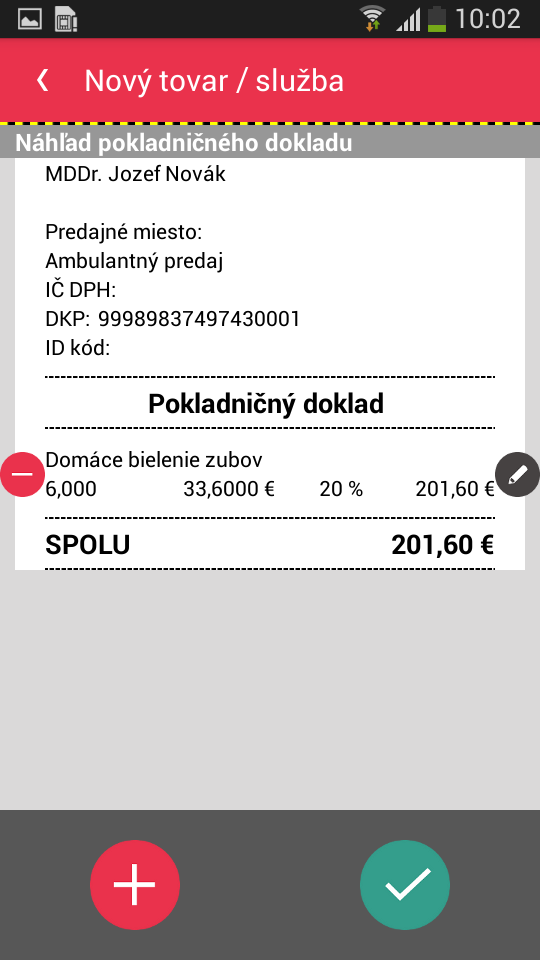 Strana 21 / 58 Ikonou sa vkladá tovar/služba do pokladničného dokladu. Po zvolení tovaru/služby sa zobrazí obrazovka, v ktorej sa môže nastaviť požadované množstvo zvolenej položky (pole Počet ).