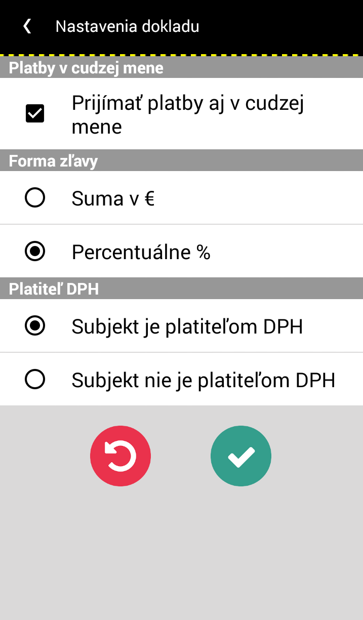 Strana 61 / 64 Obrázok 44 : Možnosti nastavenia dokladu 2.10.