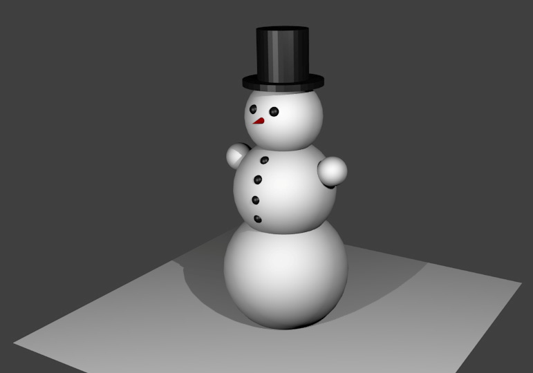 Obr5: Předloha sněhuláka - tvorba vlastního modelu M-O čistící robot (film Wall-E) - práce v editačním módu, výběr stěn, hran, bodů a jejich následná modifikace (přidávat smyčku, táhnout oblast).