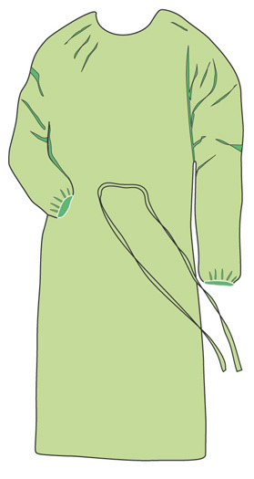 Hygienické rúcho (plášť) s elastickým pásom Hygienický plášť. FZNM 2.