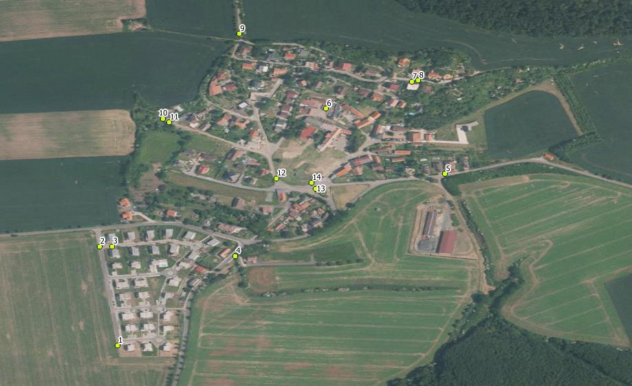 obr. 11 Rozmístění vlícovacích bodů pro zpřesnění modelu obr.