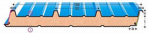 3. STŘEŠNÍ KRYTINA střešní panely ELCOM typ TCP/C tloušťka 80 mm skladebná šířka 1000 mm hmotnost 12,42 kg/m 2 maximální zatížení při rozpětí 3,5m: 2,27 kn/m