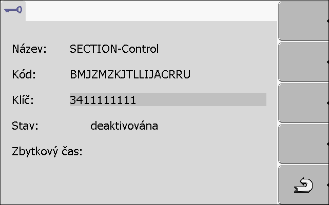 7 Konfigurace terminálu v aplikaci Service Nastavení účelu terminálu Zobrazí se následující obrazovka: 3. Zadejte aktivační číslo do pole klíč. Při koupi softwaru dostanete aktivační číslo 4.