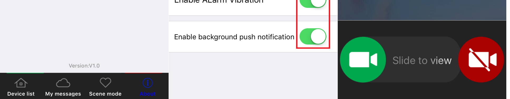7.4 Nastavení upozornění přes funkci push pro PIR čidlo (1) Spuštění Security Advanced APP naobrazovce Device List (Seznam Zařízení), klepněte na ikonu