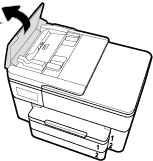 4. Stiskněte dvě tlačítka na krytu dráhy papíru a zcela vytáhněte kryt směrem ven z tiskárny. 5. Odstraňte uvíznutý papír. 6. Vložte kryt dráhy papíru zpět do tiskárny. 7.