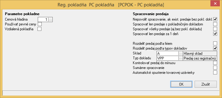 Cenová hladina predvolí sa cenová hladiny, v ktorej sa bude predaj cez PC pokladňu realizovať.