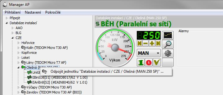 2.2 Odpojení jednotky Zvolíme-li p ipojenou jednotku levým tla ítkem myši, lze stiskem pravého tla ítka otev ít menu pro odpojení jednotky.