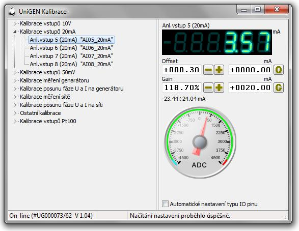 5.6 Kalibrace Kalibrace fyzických analogových vstup slouží pro korekci p esného m ení analogových vstup.