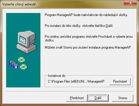 1.2 Instalace vlastního programu Po instalaci Firebird serveru je možné provést instalaci vlastního programu ManagerAP. ed instalací je vhodné uzav ít všechny b žící aplikace.