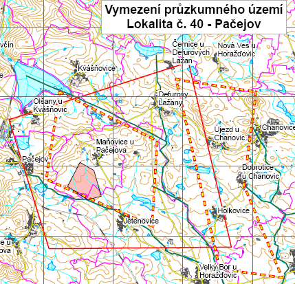 Lokalita Pačejov Návrh průzkumného území a dotčené obce Plocha průzkumného území dotčených obcí obec č.